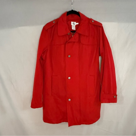 Calvin Klein Women's Waterproof Hooded Bright Red Jacket Coat Size Large - Picture 1 of 10